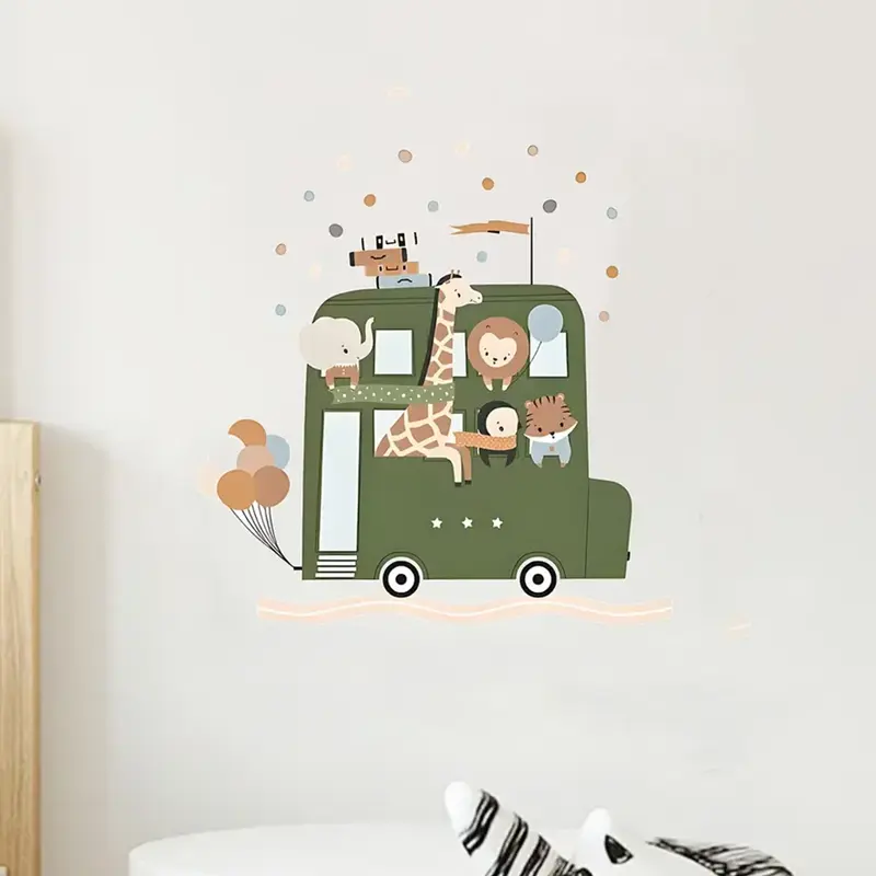 Muursticker 'Groene Dieren Bus'