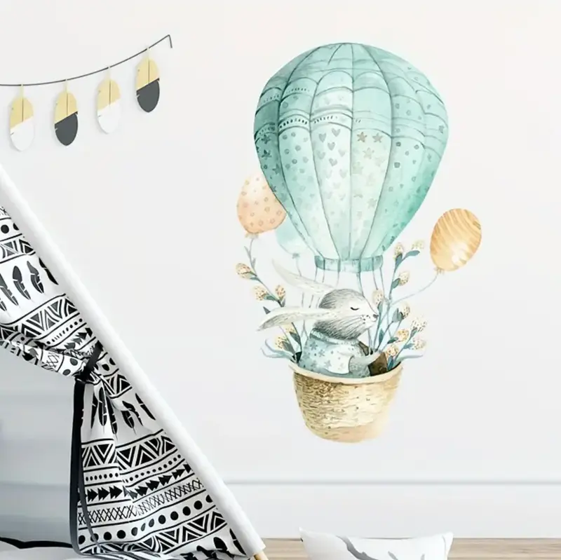 Muursticker 'Konijn in Ballon'