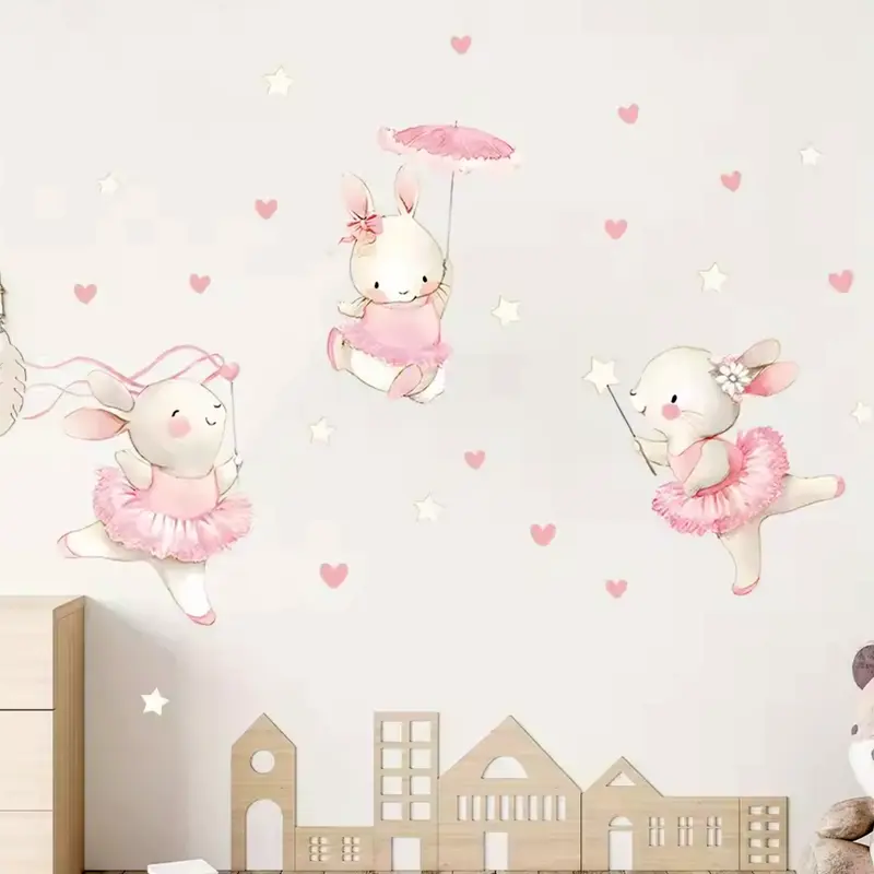 Muursticker 'Konijnen met Tutu's'