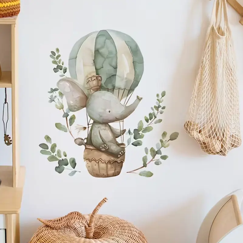 Muursticker 'Olifant in Luchtballon'