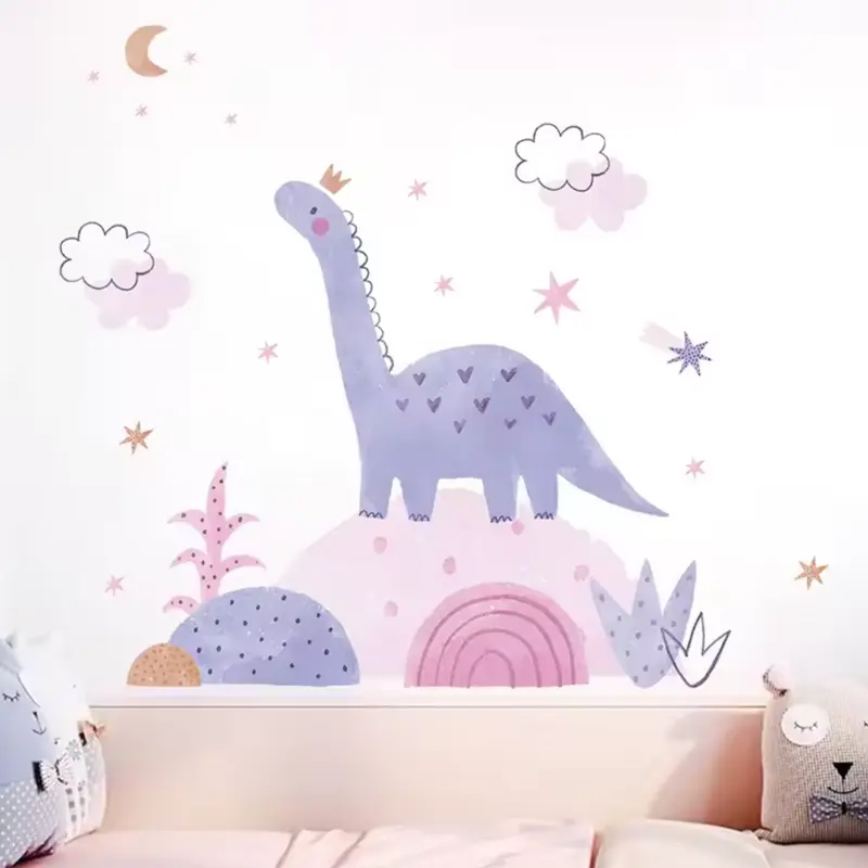 Muursticker 'Paarse Dinosaurus'