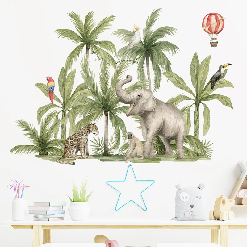 Muursticker Palmen en Olifant