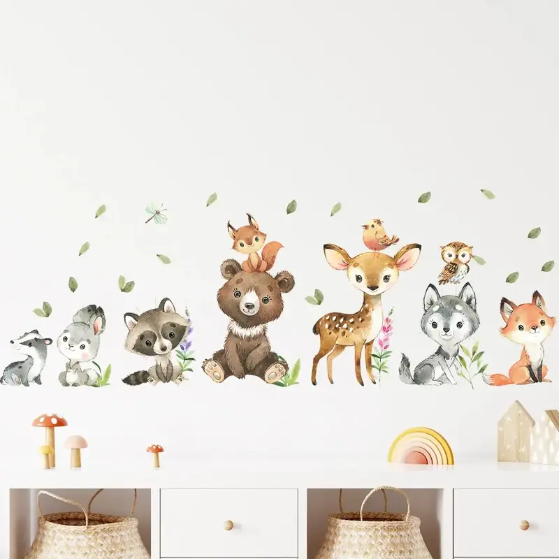 Muursticker 'Pluizige Dieren Horizontaal'