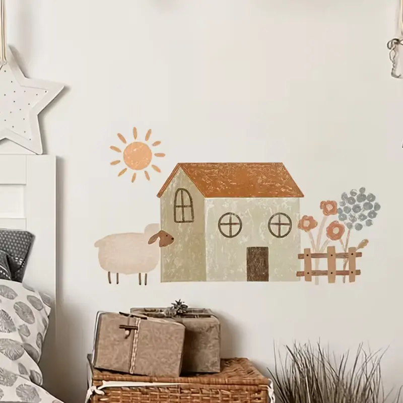 Muursticker 'Schaap en Huisje'