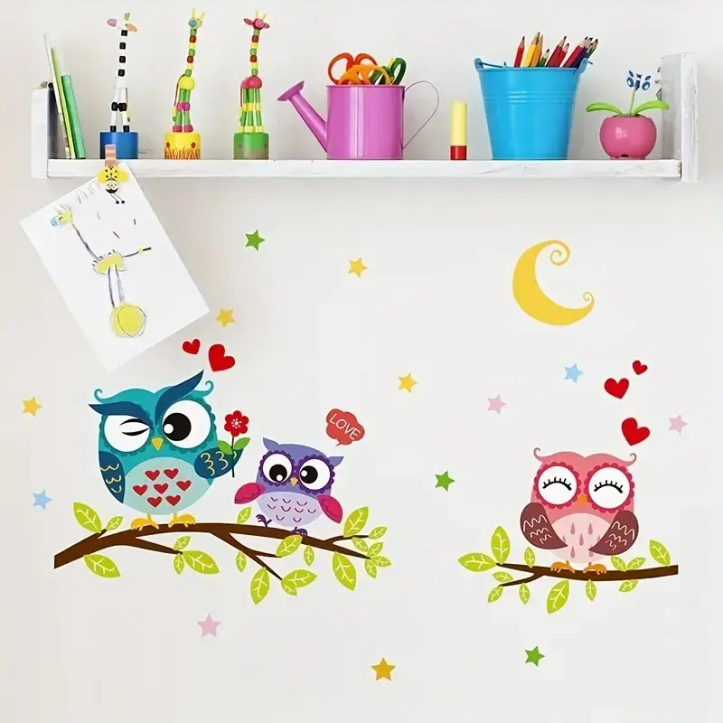 Muursticker Verliefde Uilen