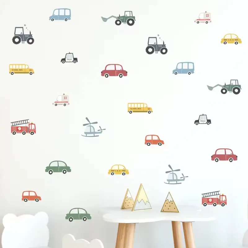 Muursticker 'Voertuigen & Helicopters'