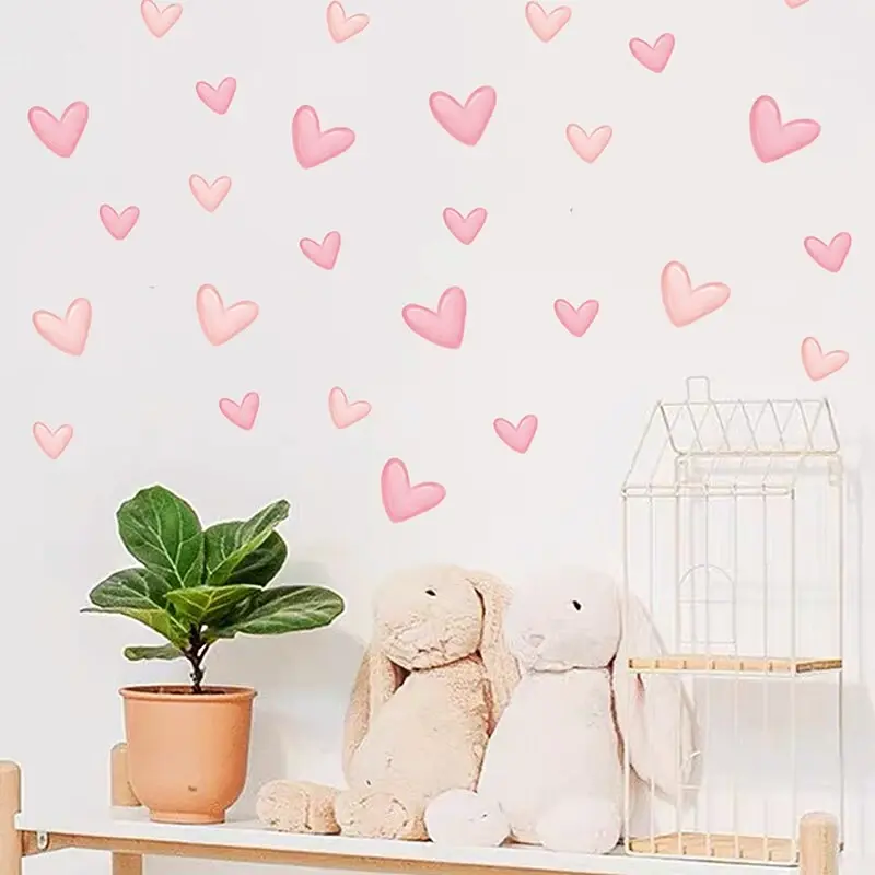 Muurstickers 'Roze Hartjes'