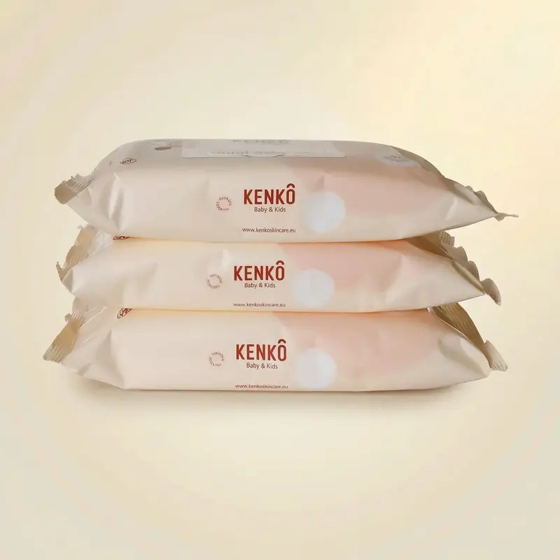 Natuurlijke Babydoekjes met luiercrème - Set van 3x 54 stuks - Kenkô