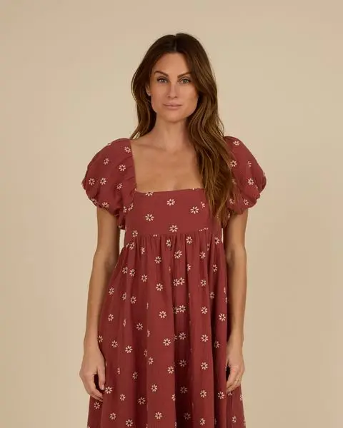 Ocean dress embroidered daisy Rylee & Cru