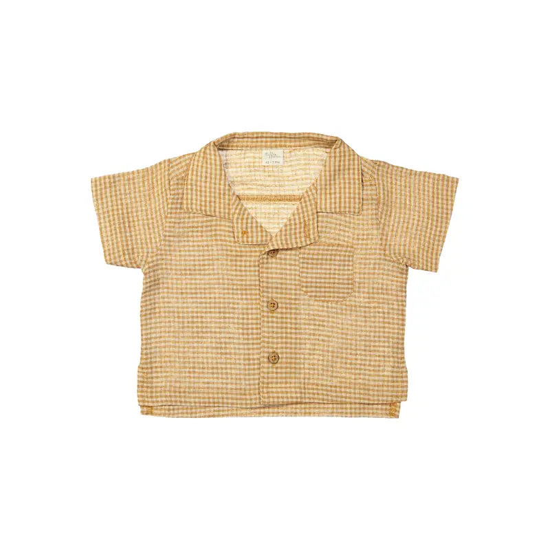 Overhemd top Cody - Linnen/Katoen - Square Brown/Bruin - Riffle Amsterdam