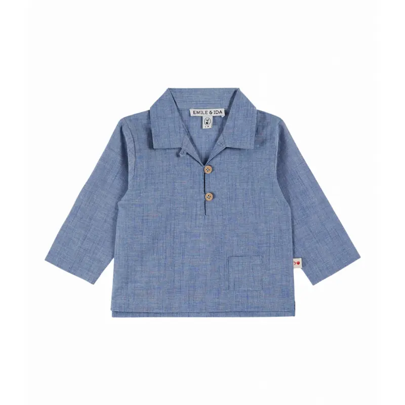Overhemd top - Katoen - Chemise Chamray - Spijkerblauw - Emile et Ida