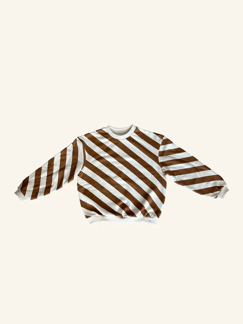Oversized sweater brown stripe Navy Natural