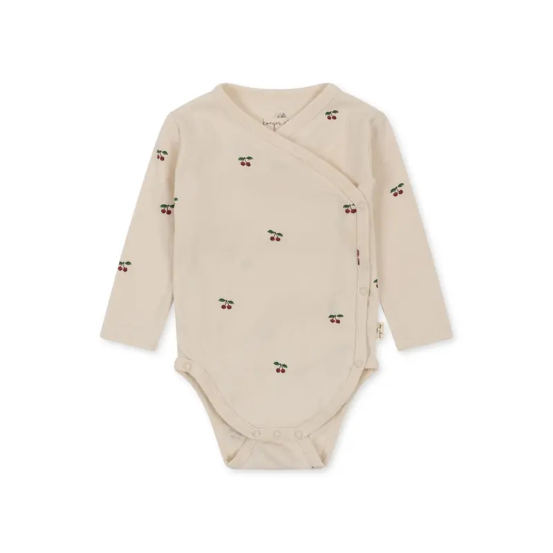 Overslag Romper Cherry - Biologisch Katoen - Newborn body - GOTS Gecertificeerd - Konges Sløjd