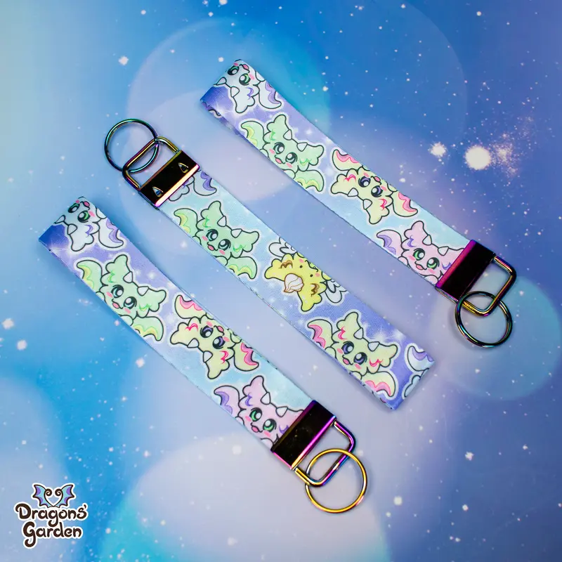 Pastel Micro Dragon Wristlet Keychain | Wrist Lanyard Strap