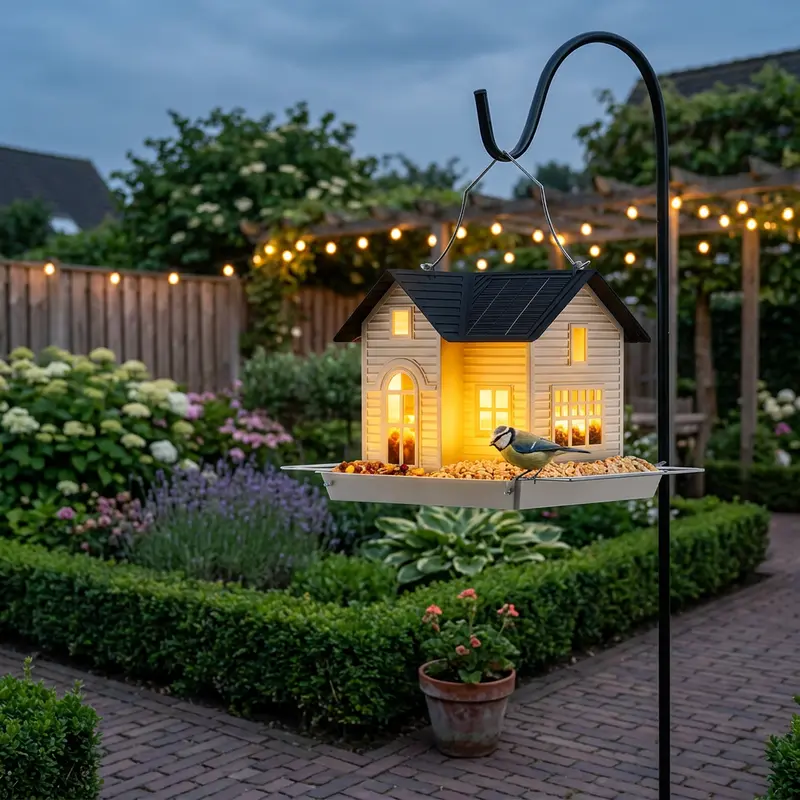 PerchGlow™ | Zonne-energie vogelvoederhuisje met LED-verlichting