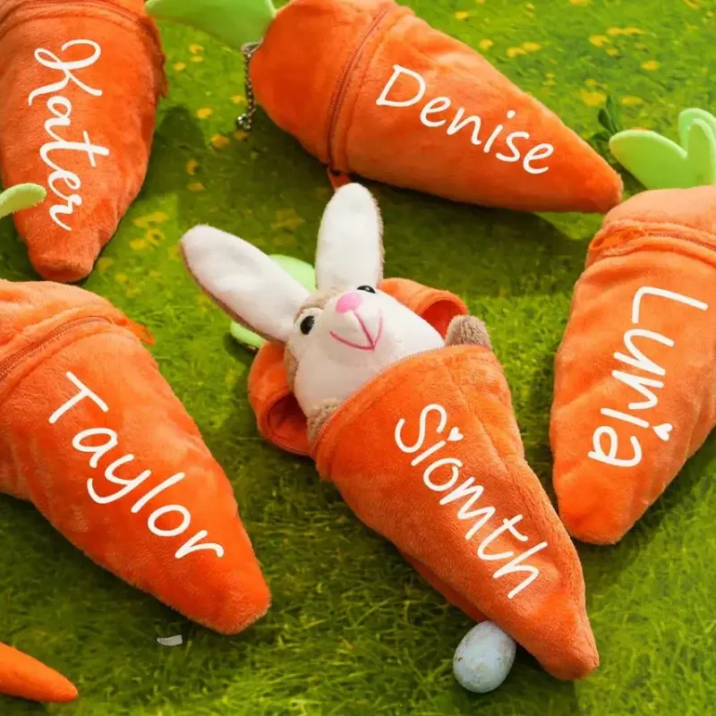 Personalized Bunny – The Ultimate Easter Gift - Plush Carrot Bunny with Name