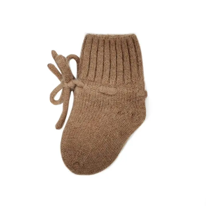 Petite Noé strikslofjes Merinowol brown