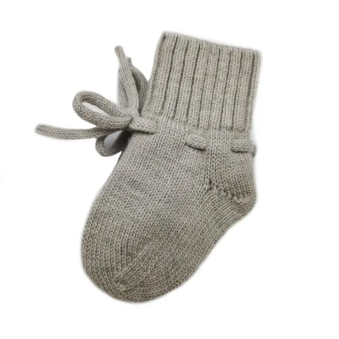 Petite Noé strikslofjes Merinowol light grey