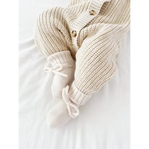 Petite Noé strikslofjes Merinowol offwhite