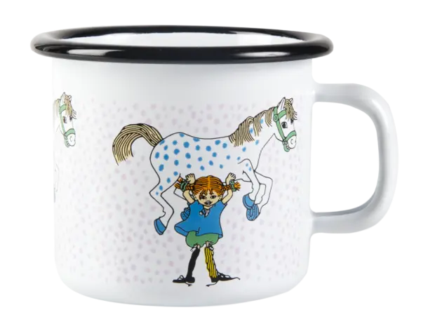 Pippi Langkous enamel mug Pippi and the Horse 2,5dl – Muurla