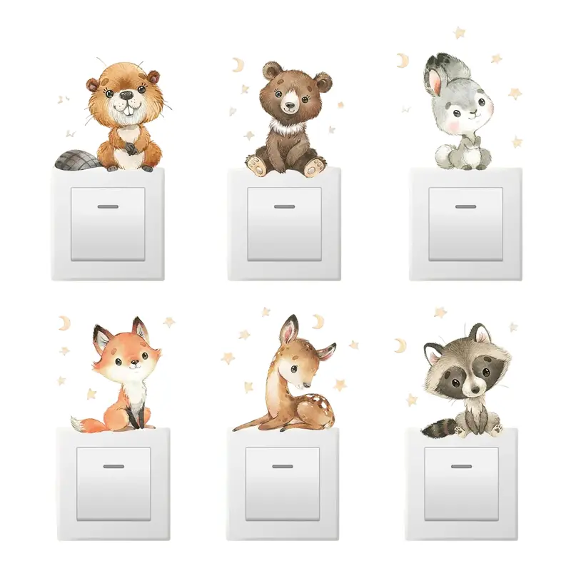 Pluizige Dieren Lichtknop Stickers