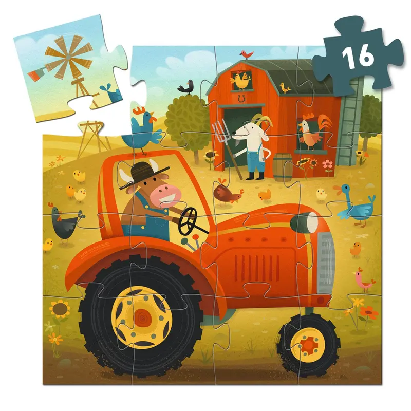 Puzzel De Tractor 16 stukjes | Djeco