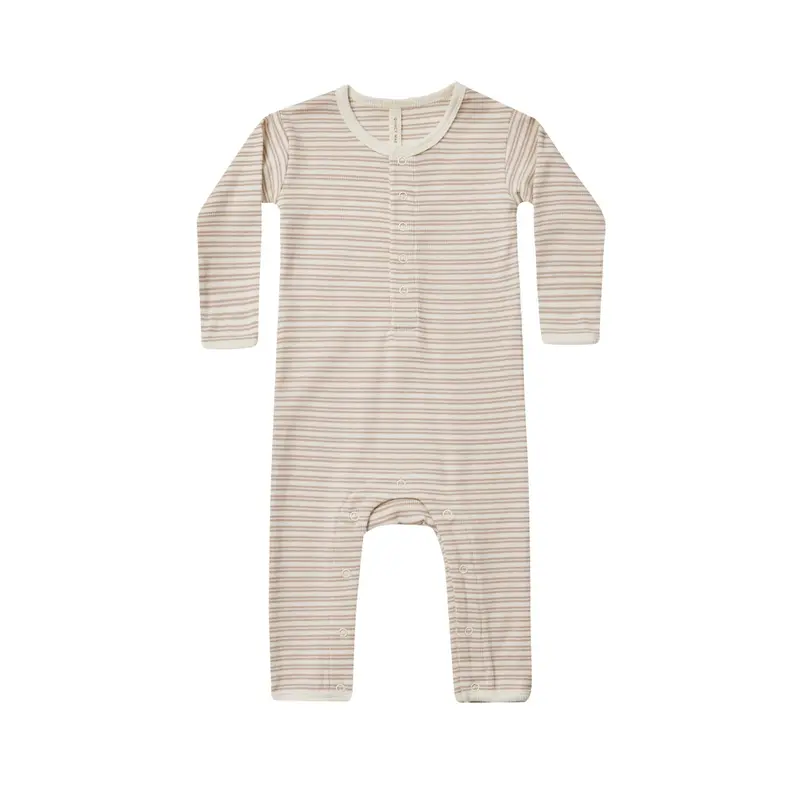 Quincy Mae baby jumpsuit oat stripe