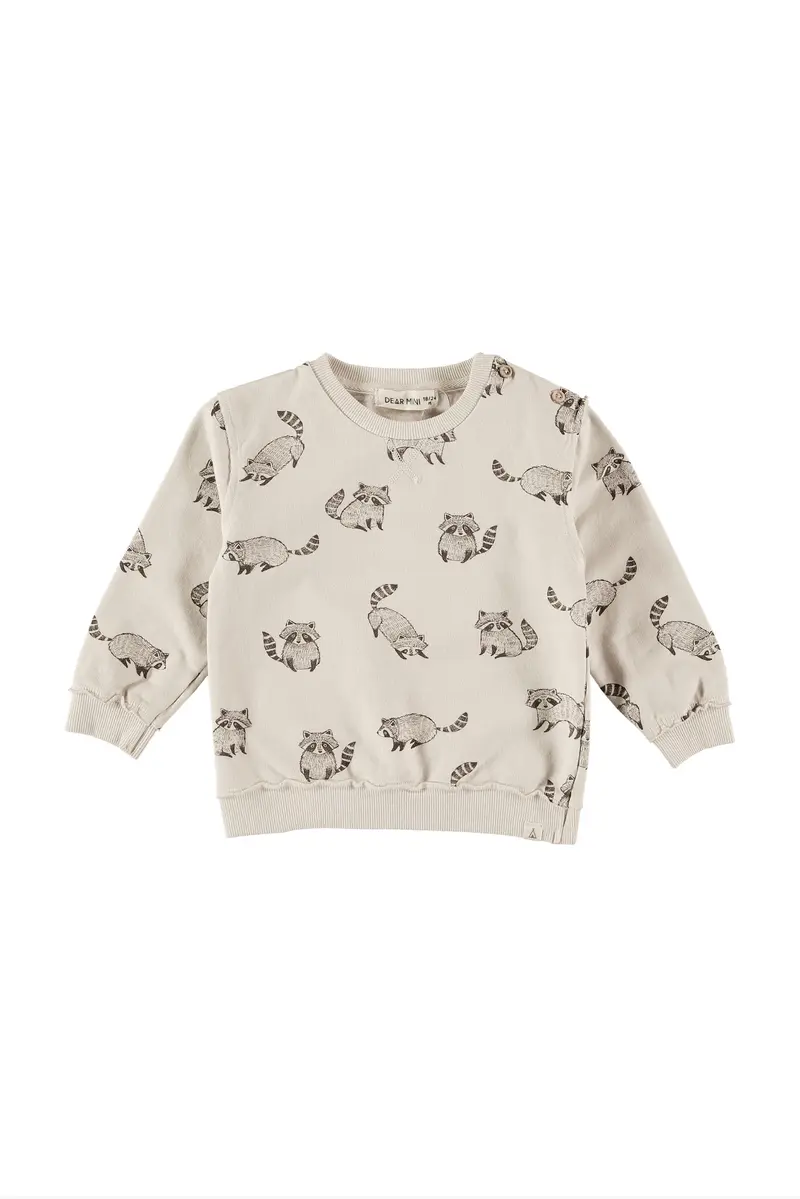Raccoons all over sweatshirt beige Dear Mini