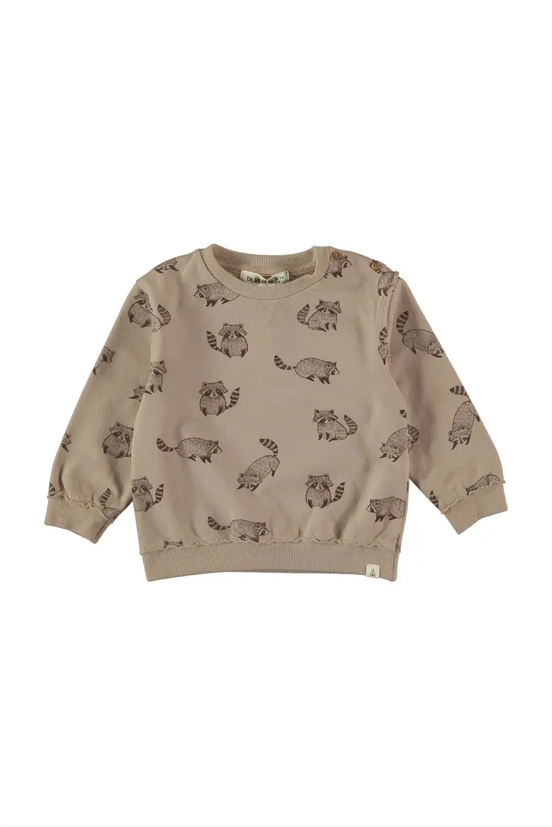 Raccoons all over sweatshirt taupe Dear Mini