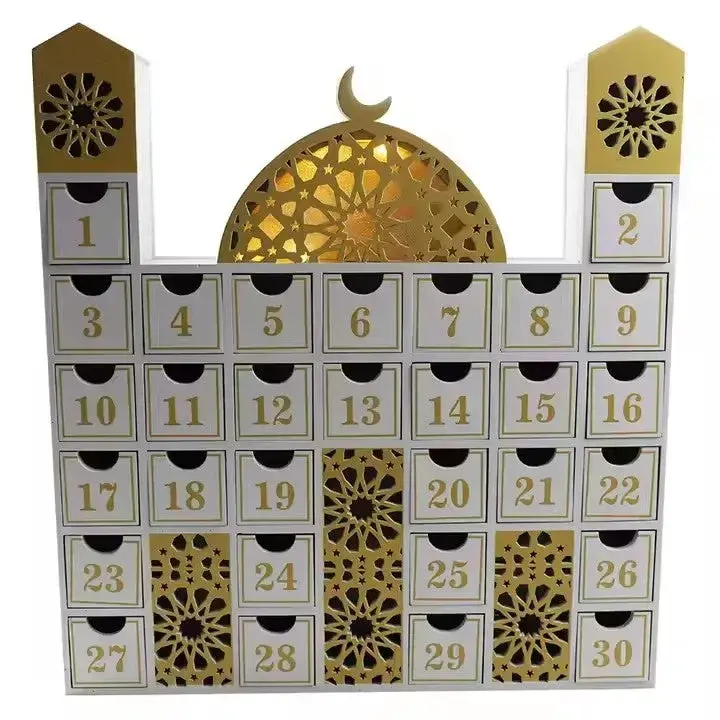 Ramadan Luxe houten kalender met LED licht (verkrijgbaar in wit of Zwart) -Variant1