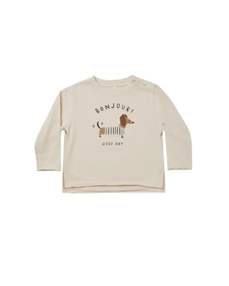 Raw edge long sleeve tee bonjour Rylee & Cru