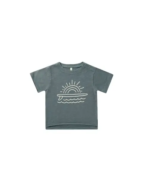 Raw edge tee indigo Rylee & Cru