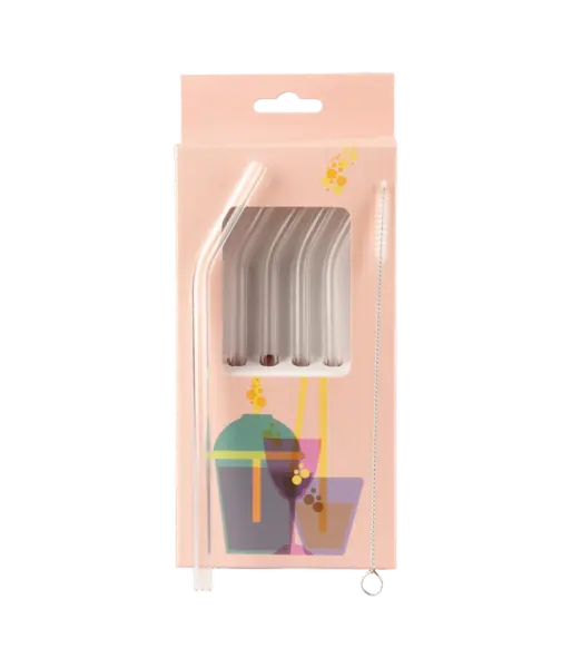 Rietjes Glass straws 4 pcs + brush for cleaning – Muurla