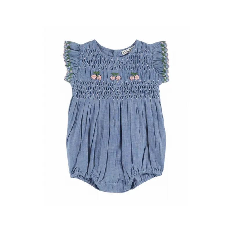 Romper Brode Smock - Katoen - Denim Chambray/Blauw - Emile et Ida