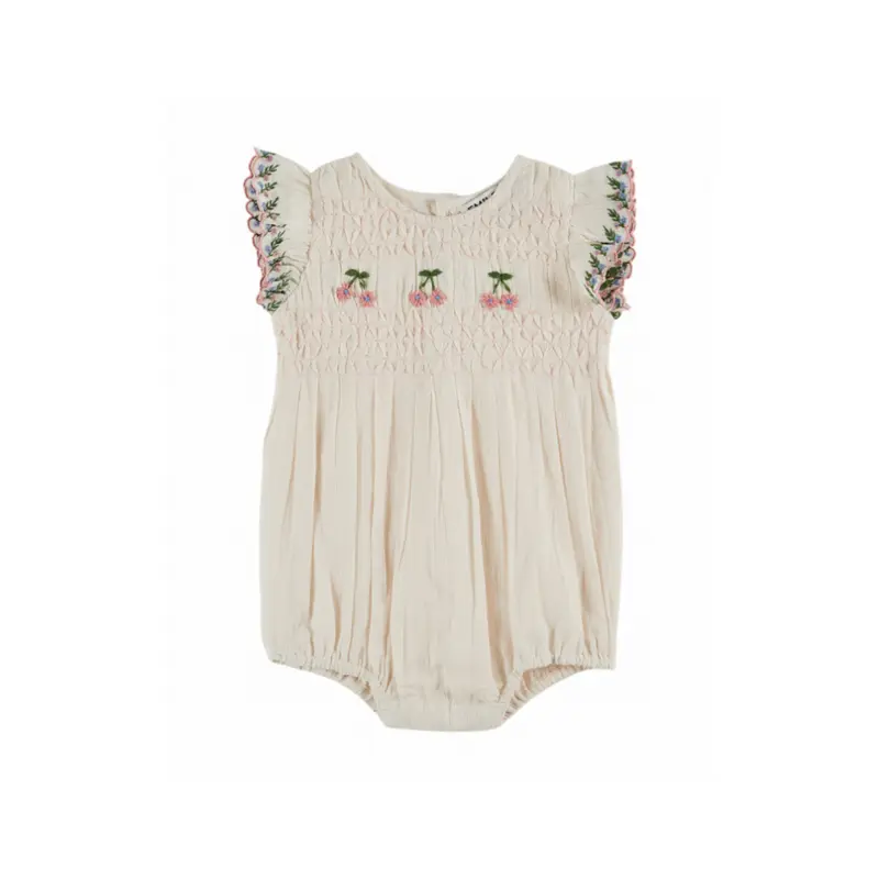 Romper Brodee Smock - Biologisch katoen - Creme - Emile et Ida