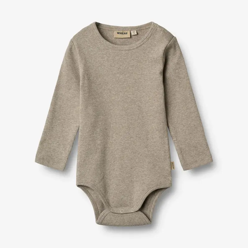 Romper lange mouw Spencer - Biologisch katoen - Gravel melange - Wheat