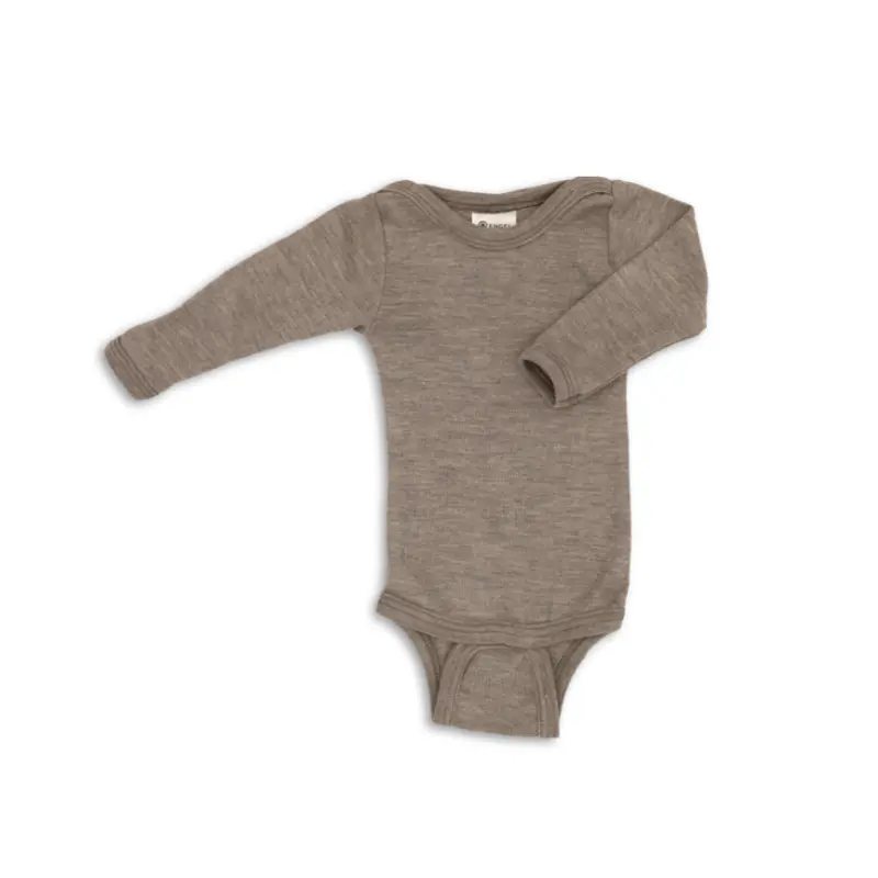 Romper lange mouw - Wol/zijde - Bruin/Walnut - Engel Natur