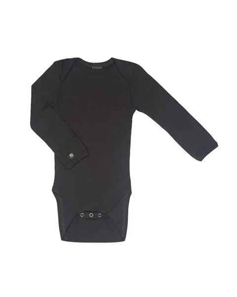 Romper merino wol - Donkerbruin - Lange mouw - SmallStuff