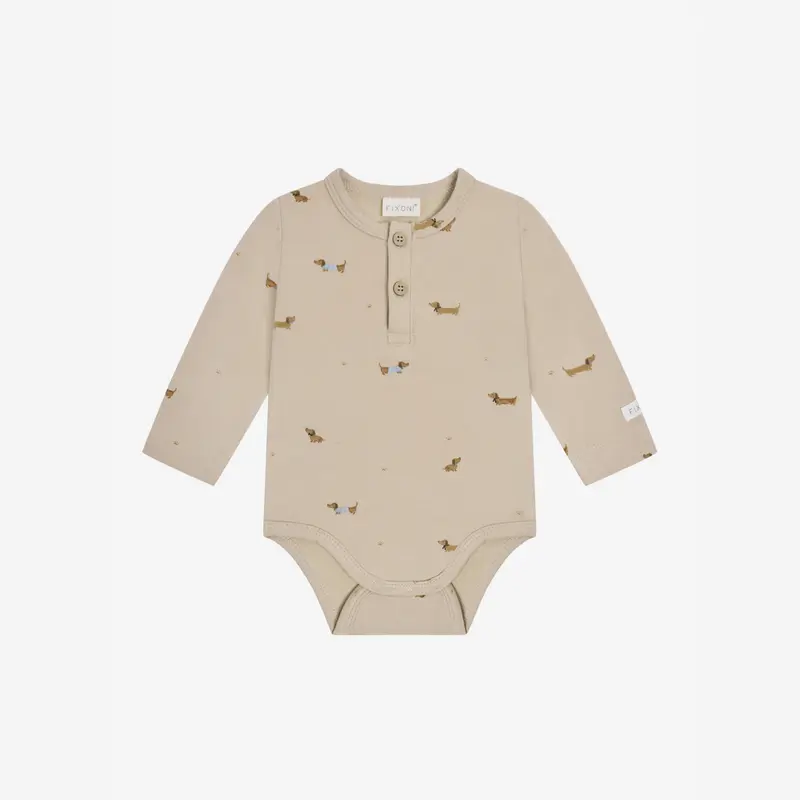 Romper met lange mouwen - Humus/Teckel print - Fixoni
