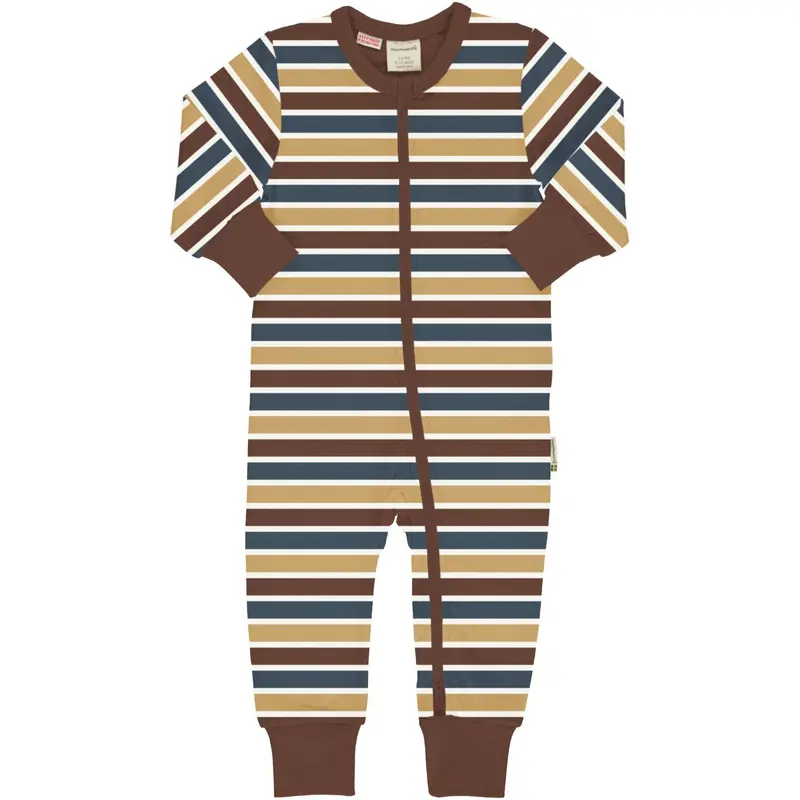 Rompersuit Zipper LS Stripe Mix - Maxomorra