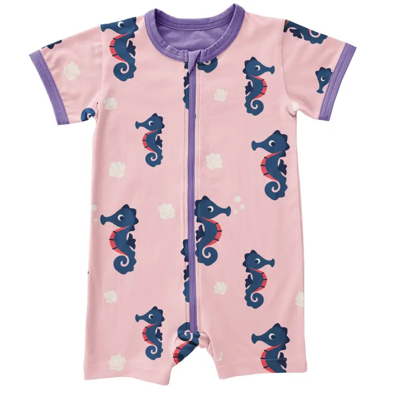 Rompersuit Zipper SS Seahorse - Maxomorra