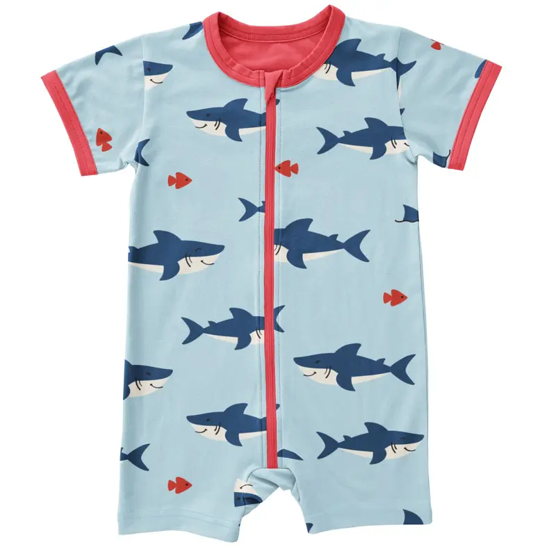 Rompersuit Zipper SS Shark - Maxomorra