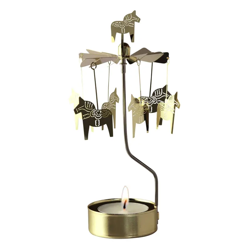 Rotary candle holder met Dalarna paardjes - Pluto Produkter