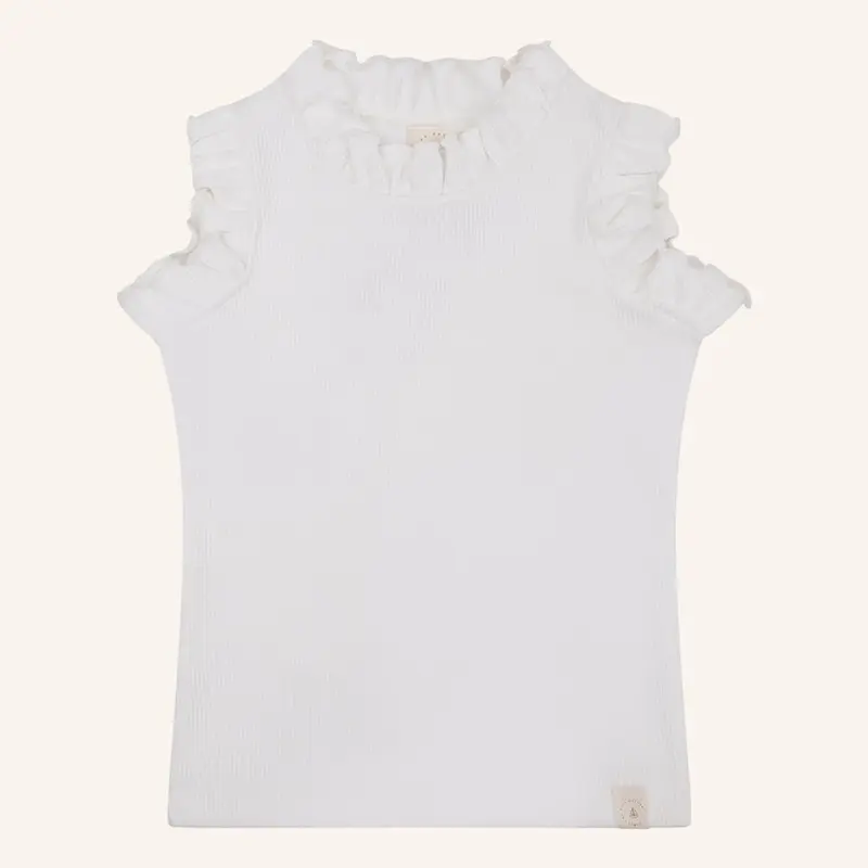 Ruffle top white rib Navy Natural