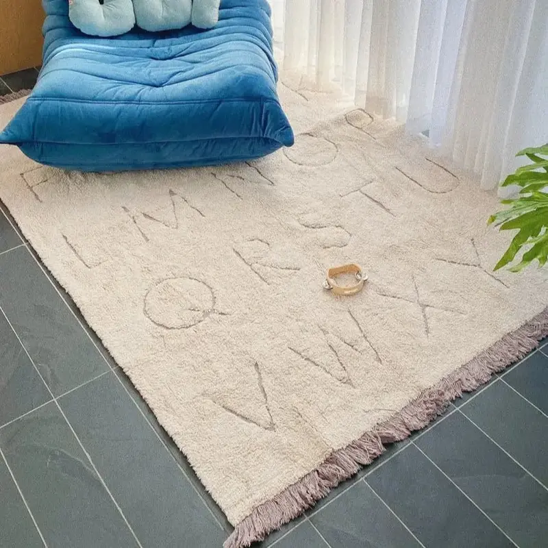 Rugcycled Wasbaar Vloerkleed ABC