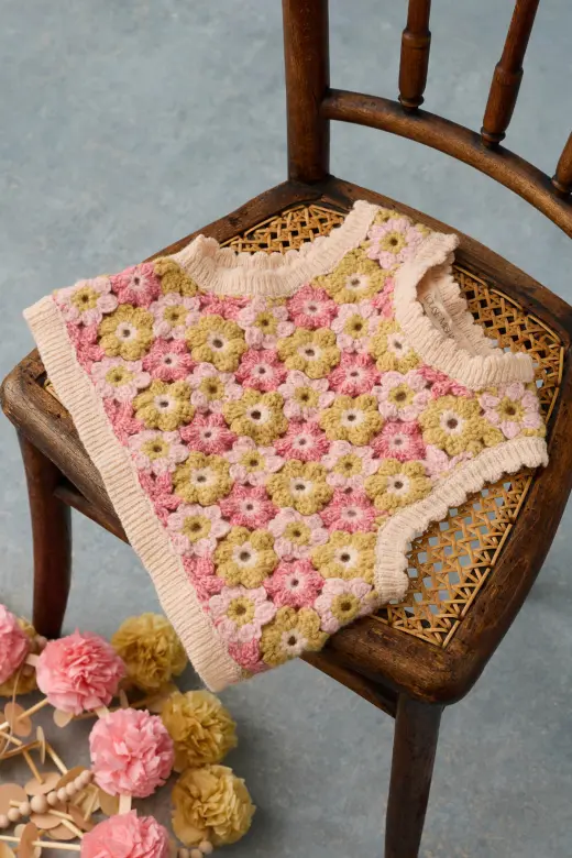 Rynia Spencer – Multicolor Flowers – Wol & Alpaca Blend – Louise Mish