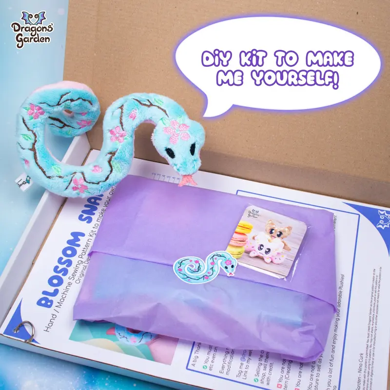 Sakura Blossom Snake Plushie Sewing Kit