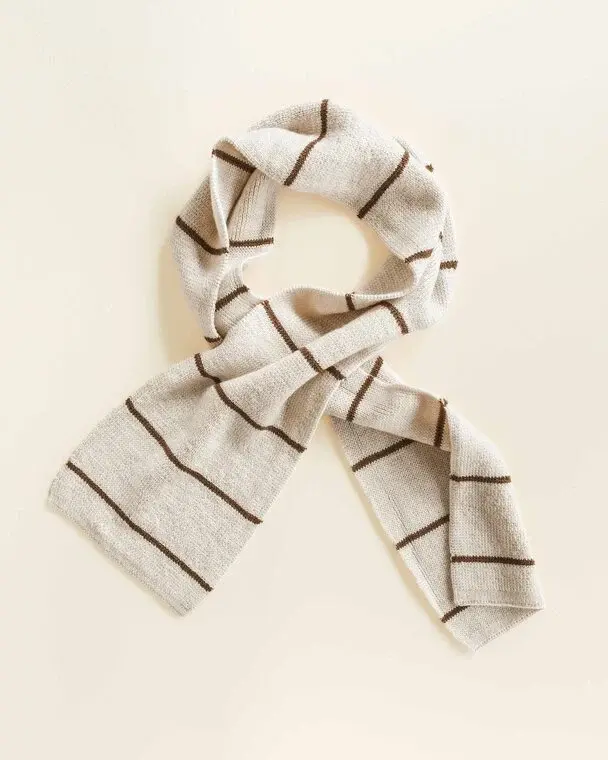 Scarf Igor - gestreepte sjaal van 100% extra fine Italiaanse merino wol - Hvid