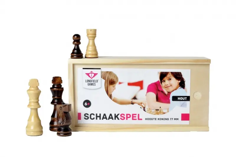 Schaakstukken in houten kistje - Angeltoys