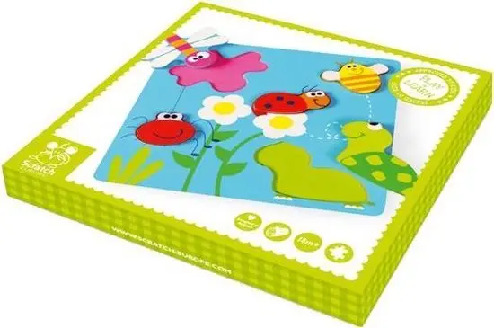 Scratch puzzel - diertjes uit de tuin - 5 stukjes